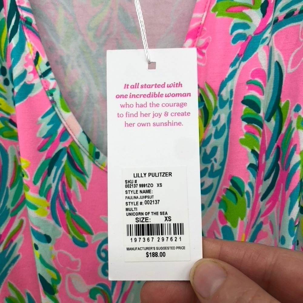 Lilly Pulitzer Paulina Jumpsuit Women XS Multi Unicorn of the Sea Pink Tropical - Picture 3 of 8